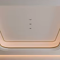 Modern Ceiling Design With Gold Trim Recessed Lights And Soft Lighting