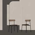 Modern Wooden Dining Chairs With Black Metal Legs Minimalist Design And Light Wall Background