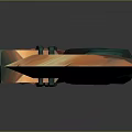Unique Dagger Weapon Design With Orange Green Blade And Blue Circular Gem