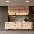 Stylish Modern Wine Cabinet Featuring Colorful Floral Patterned Doors And Built in Lighting