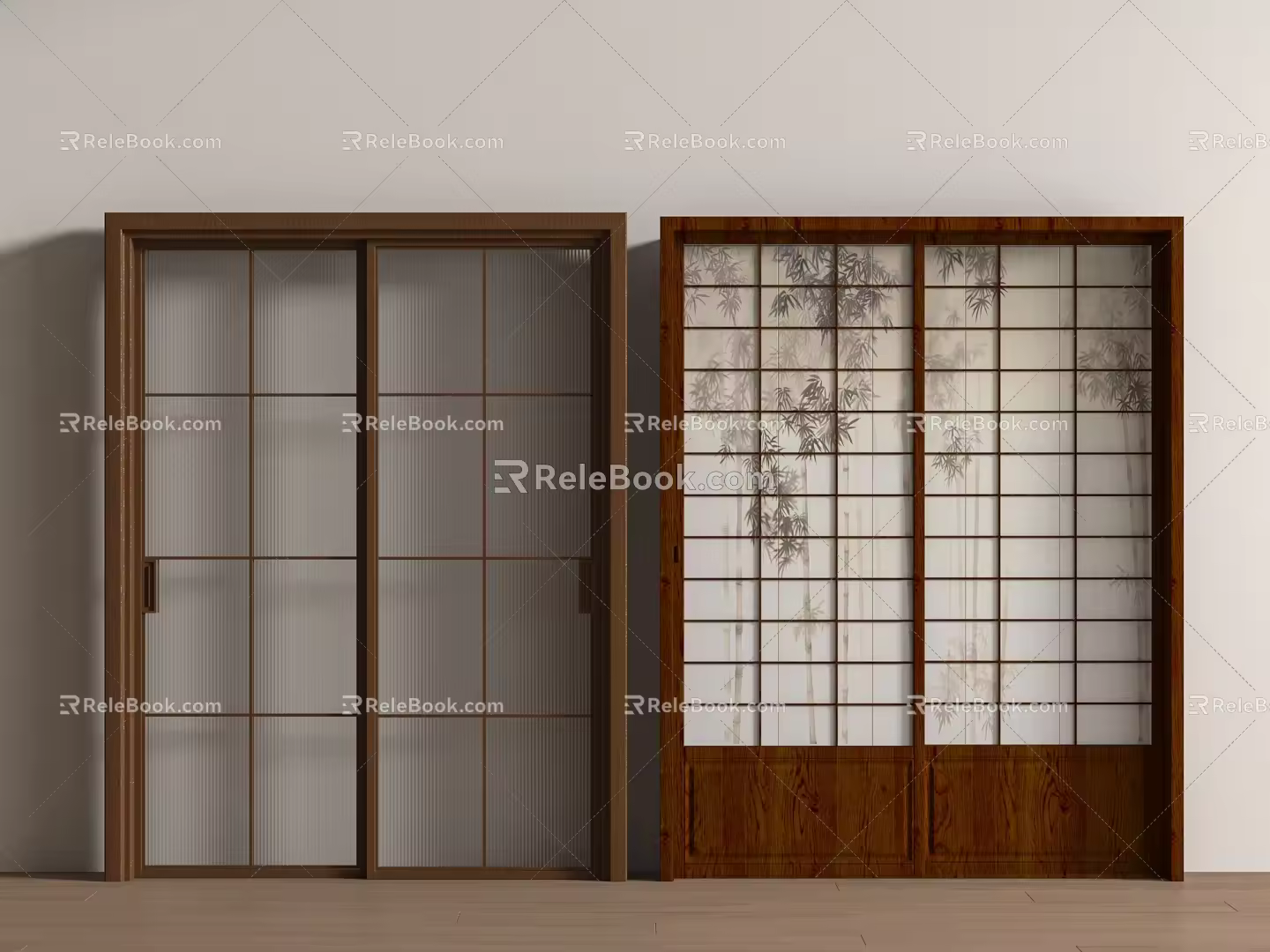 Middle ancient sliding door 3d model