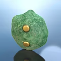 Green Textured Weapon With Two Golden Circular Elements And Surface Details