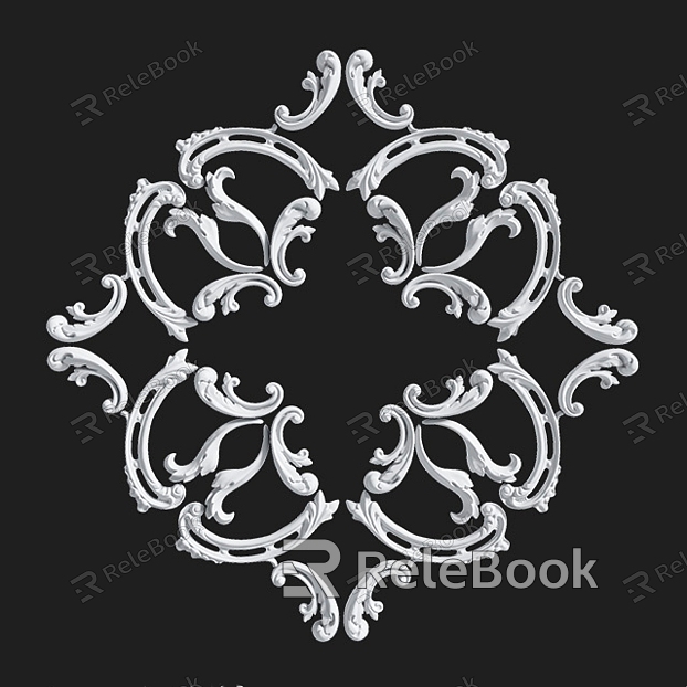 French PU Line Resin Pendant Flower Carved Decorative Gypsum Vintage Corner Flower Decorative Flower Background Wall Middle Collage model