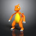 3D Cartoon Character Model With Orange Body Yellow Belly Red Tail And White Claws