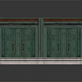 Traditional Green Carved Cabinet With Double Sections Decorative Handles And Marble Base