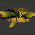 Spiral Plant With Yellow Green Gradient Leaves And Black Square Ornaments With Yellow Centers