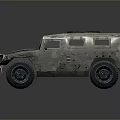 Rugged Military Off Road Vehicle With Armored Metal Exterior And Large Tires