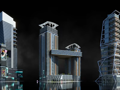 Modern High Rise Office Building With Glass Facade And Unique Architectural Design 3d model