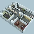 Modern Office Interior Design With Workstations Meeting Room And Reception Area 3d model