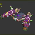 Cosmic Purple And Pink Spacecraft Models With Thrusters And Cockpits