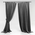 Gray Curtains With Elegant Fabric And Modern Tieback Design In White Background