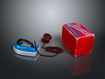 Retro Style Travel Iron Iron Travel Retro Red Box Tin Flute Retro Items Lifestyle Scanning 3d model