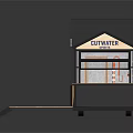 Classic Ancient Architectural Structure With Gabled Black Roof Wooden Deck And Glass Windows