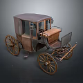 Vintage Old Fashioned Carriage With Wooden Wheels And Leather Seat