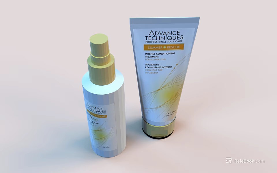Advance Technology Hydrating Skincare Spray And Moisturizing Cream With White Gold Packaging 3d model 