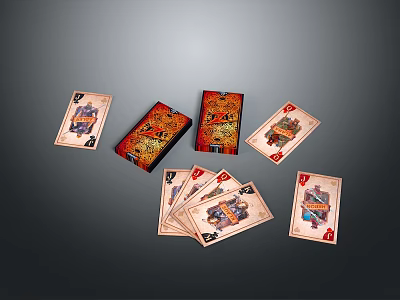 Artistic Playing Cards Set With Colorful Patterns For Home Household Items 3d model