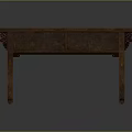 Vintage Wooden Console Table with Carved Legs Two Drawers and Textured Surface