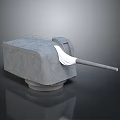 Gray Concrete Textured Mechanical Structure With Long Barrel And Reflective Base 3d model