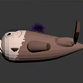 Cute Seal 3D Model With Brown Body White Face And Purple Sea Urchin On Back