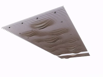 Modern Ceiling With Wave Pattern And Recessed Lights 3d model