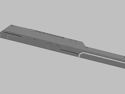 Gray Long Strip Mechanical Component With Holes Grooves And Smooth Surface Design 3d model