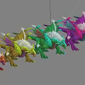 Various Colored Dinosaur Creature Models Arranged In Rows For