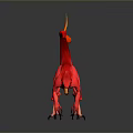 Vibrant Red Dinosaur Creature With Long Tail In Dynamic 3D Rendered Pose On Reflective Surface 3d model