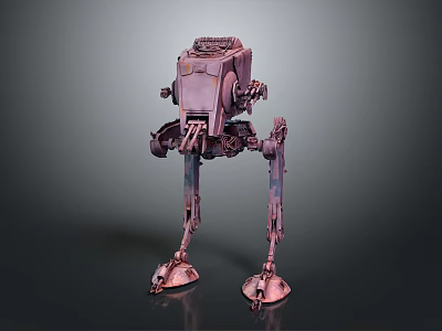 Robotic Character Design of Four Legged Mechanical Walker With Metallic Structure And Detailed Joints 3d model