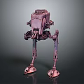Robotic Character Design of Four Legged Mechanical Walker With Metallic Structure And Detailed Joints