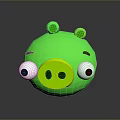 Green Pig 3D Model Character With Big Eyes And Round Green Nose