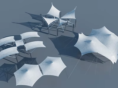 Tensile Membrane Shade Structures With Geometric Canopies Lightweight Frames And Modern Design 3d model