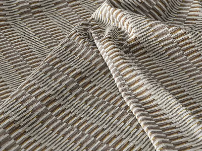 Textured Woven Fabric Featuring Geometric Striped Pattern In Beige Brown And Gray Tones 3d model