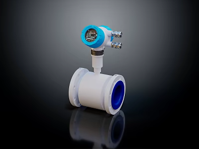 White Body Electromagnetic Flowmeter With Blue Digital Display For Accurate Liquid Measurement 3d model