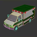 3D Rendered Ambulance With Green Roof White Body Red Emergency Lights And Medical Logo