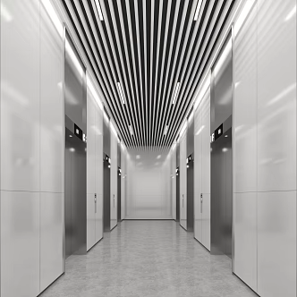 modern elevator hall elevator car 3d model