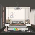 Cozy Kids Room Interior With Bed Pillows Hot Air Balloon Decorations Window Curtains And Toys
