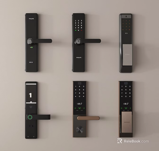 Modern Smart Door Locks With Keypad Handles And Security Features 3d model