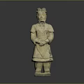 Ancient Chinese Terracotta Warrior Statue With Armored Outfit And Standing Posture