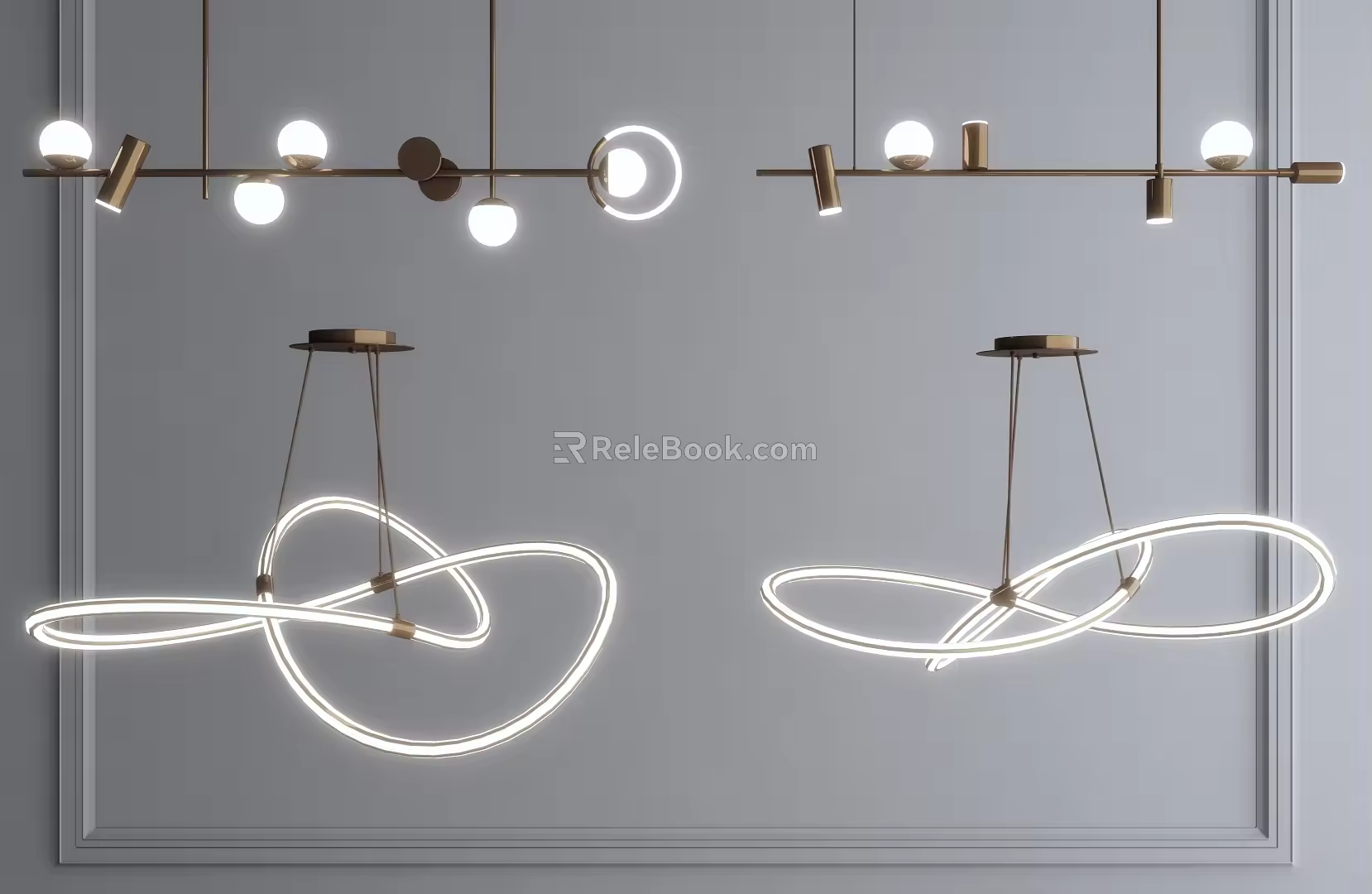 Light Luxury Chandelier Combination 3d model