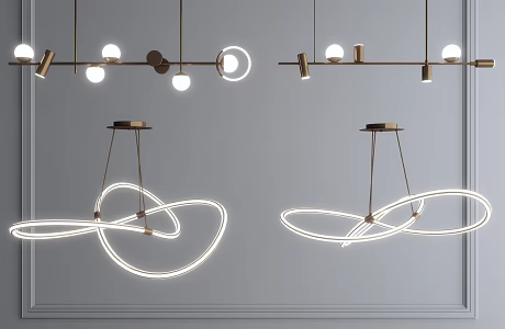 Light Luxury Chandelier Combination 3d model