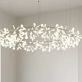 Modern Hanging Pendant Light With Petal Design And Gold Frame In White Room
