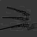 Three Guns With Varying Barrel Lengths Wooden Stocks And Black Barrels