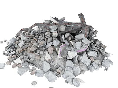 Large Pile of Stone and Wood Construction Debris from Demolition Site 3d model