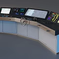 Commercial Equipment Control Console With Multiple Screens Control Panels And Storage Units 3d model