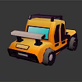 Yellow And Purple Cartoon Truck With Roof Rack And Blue Windshield