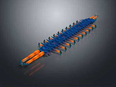 Game Movie Character With Blue Orange Mechanical Long Spiked Limb And Sci Fi Futuristic Look 3d model