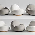 Modern Single Sofa With Round Design Plush Cushion And Wooden Base In Neutral Tones