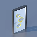 Modern White Panel Door With Black Frame And Yellow Circular Decorations 3d model