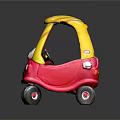 Red Electric Toy Car With Yellow Roof Cartoon Face And Big Eyes For Kids