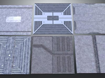 Grey Floor Tiles With Various Textures Patterns And Geometric Designs 3d model
